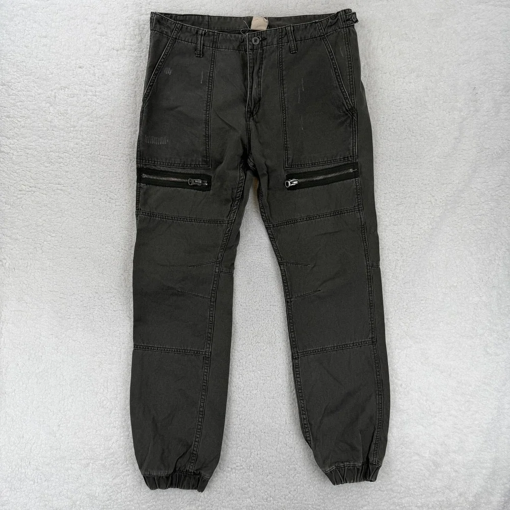 Holton Pants Mens 34x30 Gray‎ Jogger Tapered Leg Zip Pockets Cuffed Biker Y2K